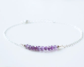 Bar Bracelet for Women Amethyst Bracelet Birthstone Bracelet Gemstone Bracelet February Birthstone