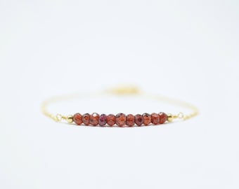 Genuine Garnet Bracelet Garnet Bar Bracelet Gold Garnet Jewelry Garnet Bead Bracelet Birthstone Bracelet Red Stone Bracelet