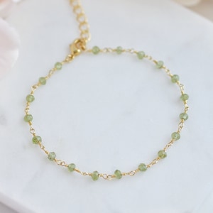 Peridot Bracelet - Crystal Bracelet - Gemstone Bracelet - August Birthstone Bracelet -  Rosary Bracelet