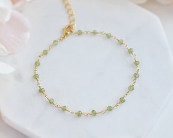 Peridot Bracelet - Crystal Bracelet - Gemstone Bracelet - August Birthstone Bracelet -  Rosary Bracelet