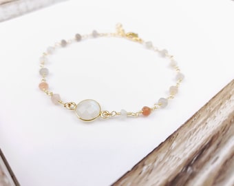 Rainbow Moonstone Bracelet Moonstone Jewelry June Birthstone Bracelet