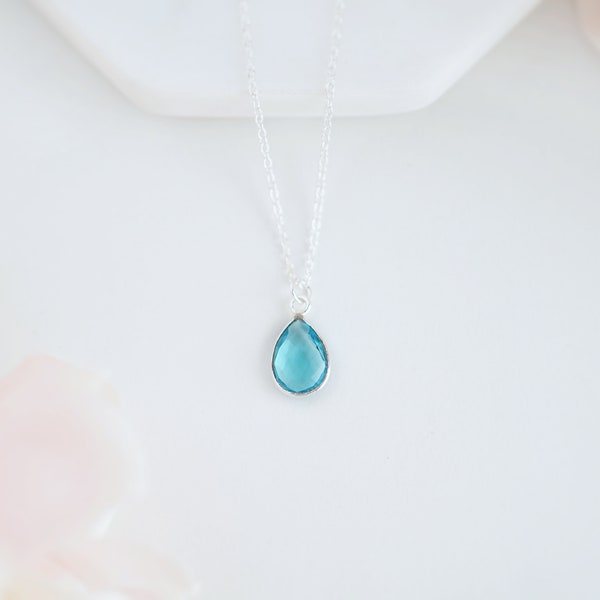 Blue Topaz Necklace Silver Topaz Pendant Necklace Blue Topaz Jewelry Necklace for Women December Birthstone