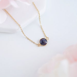 Sterling Silver Sapphire Sapphire Birthstone Necklace Choker Necklace Natural Sapphire Pendant Necklace Dainty Choker Blue Necklace image 3