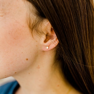 Rainbow Moonstone Earrings Moonstone Studs Gold Stud Earrings Dainty Earrings Simple Earrings image 3