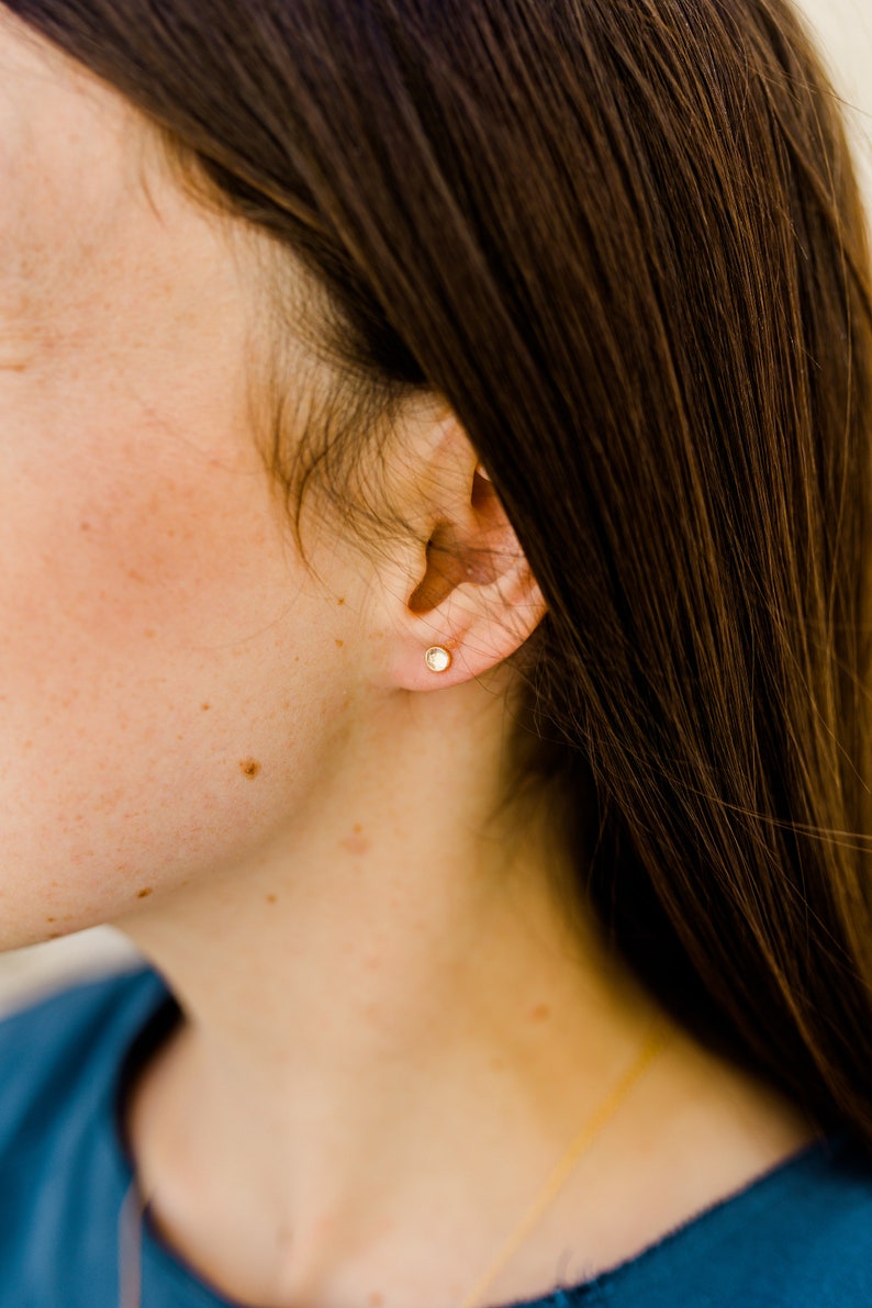 Rainbow Moonstone Earrings Moonstone Studs Gold Stud Earrings Dainty Earrings Simple Earrings image 3