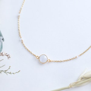 Gold Moonstone Choker - Dainty Choker - Dainty Moonstone Choker - Rainbow Moonstone Choker - Gemstone Choker