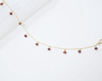 Garnet Bracelet for Her Garnet Jewelry Birthstone Bracelet Bracelets for Women Gemstone Bracelet