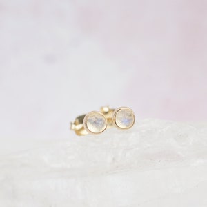 Rainbow Moonstone Earrings Moonstone Studs Gold Stud Earrings Dainty Earrings Simple Earrings image 6