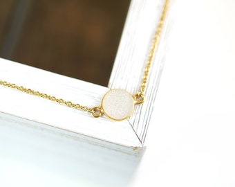 Druzy Necklace Raw Crystal Necklace Simple Blue Necklace Delicate Necklace Drusy Necklace Druzy Jewelry