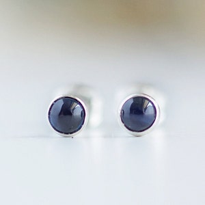 Genuine Sapphire Earrings Sapphire Stud Earrings Sapphire Jewelry Silver Stud Earrings Minimalist Earrings September Birthstone