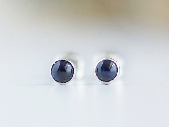 Genuine Sapphire Earrings Sapphire Stud Earrings Sapphire Jewelry Silver Stud Earrings Minimalist Earrings September Birthstone