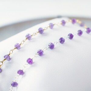 Amethyst Bracelet Rosary Bracelet Gemstone Bracelet Amethyst Jewelry February Birthstone Gold Purple Stone Bracelet image 4