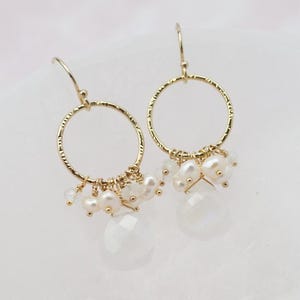 Rainbow Moonstone and Pearl Earrings June Birthstone Earrings Bridal Earrings Moonstone Jewelry