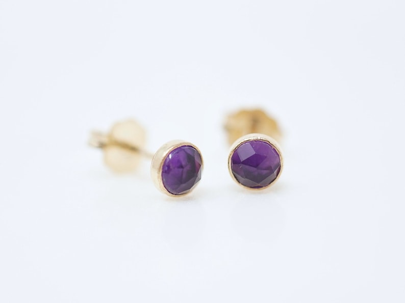 Amethyst Stud Earrings Amethyst Earrings Dainty Stud Earrings Simple Stud Earrings Hypoallergenic Studs image 1