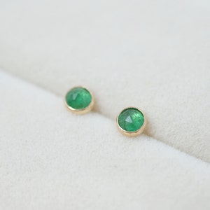 Genuine Emerald Stud Earrings Natural Emerald Earrings Small Stud Earrings Dainty Stud Earrings Simple Stud Earrings image 6