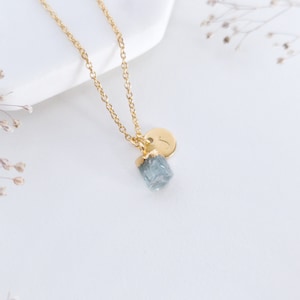Personalized Aquamarine Necklace - Raw Aquamarine Jewelry - Custom Aquamarine Pendant Necklace - March Birthstone Necklace
