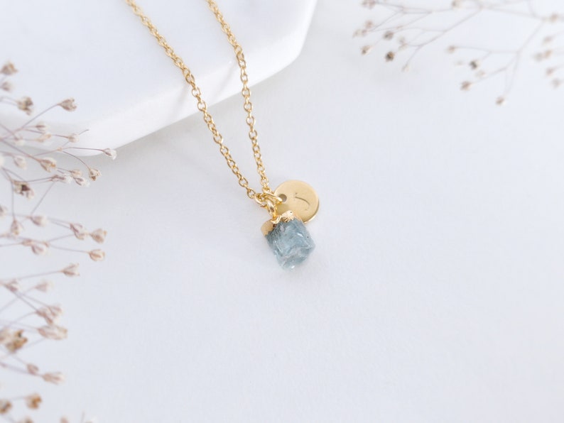 Aquamarine Necklace Raw Aquamarine Jewelry Genuine Aquamarine Pendant Necklace March Birthstone Necklace Raw Crystal Necklace image 2