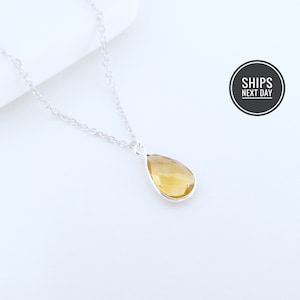 Citrine Pendant, Citrine Birthstone Necklace, November Birthstone, Sterling Yellow Stone Jewelry