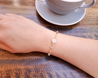 Moonstone Bracelet, Moonstone Jewelry, Birthday Gift