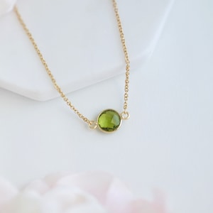 Collier Péridot - Collier Pendentif Péridot en Or - Collier Choker Péridot - Bijoux Péridot - Pierre de naissance d’août
