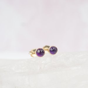 Amethyst Stud Earrings Amethyst Earrings Dainty Stud Earrings Simple Stud Earrings Hypoallergenic Studs image 3