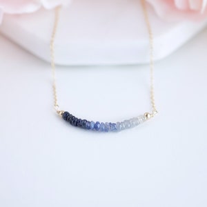Sapphire Necklace Bead Bar Necklace Gemstone Bar Gift For Her Birthstone Necklace Gemstone Necklace for Women