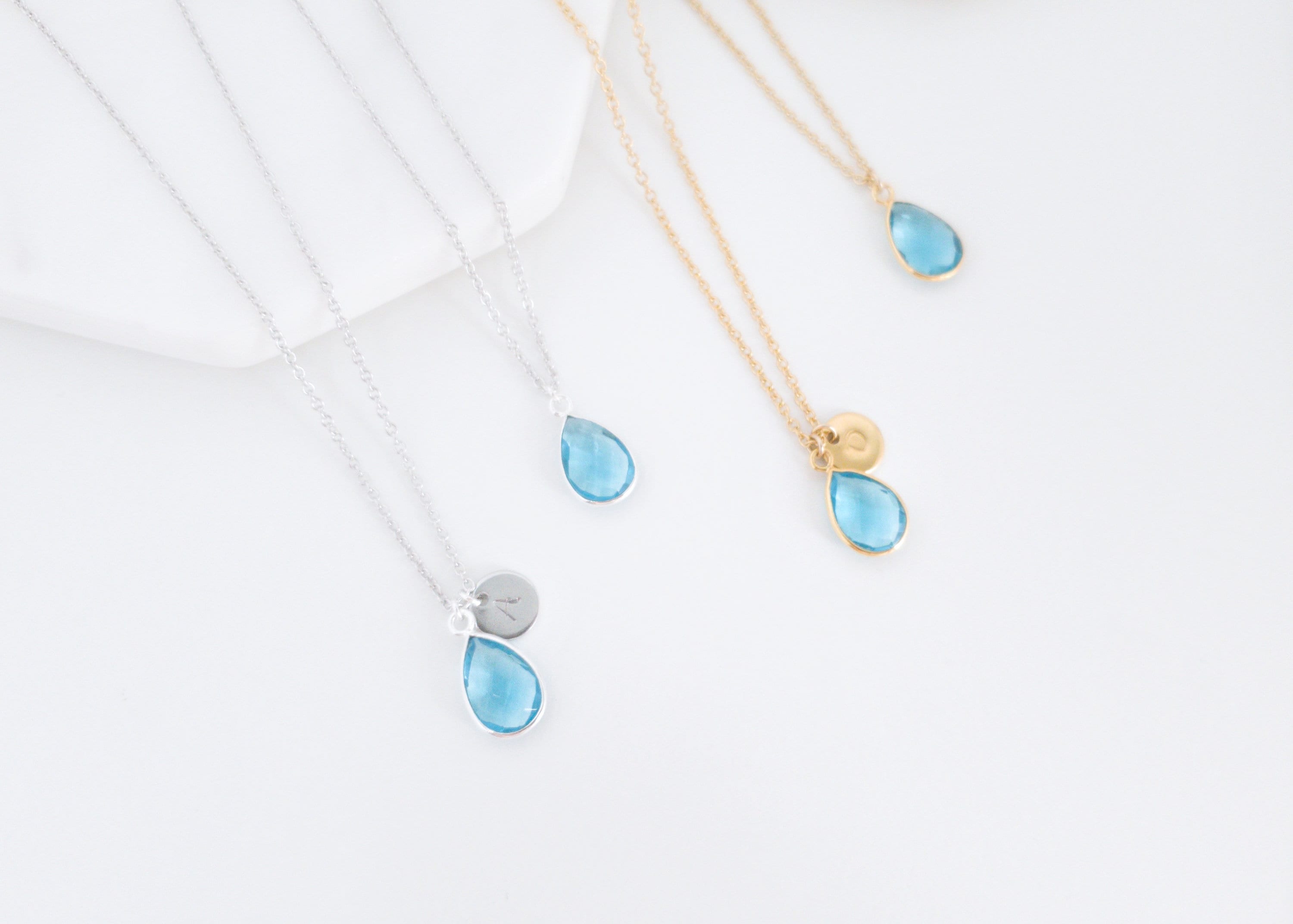 Personalized Blue Topaz Necklace Custom Blue Topaz Jewelry Etsy