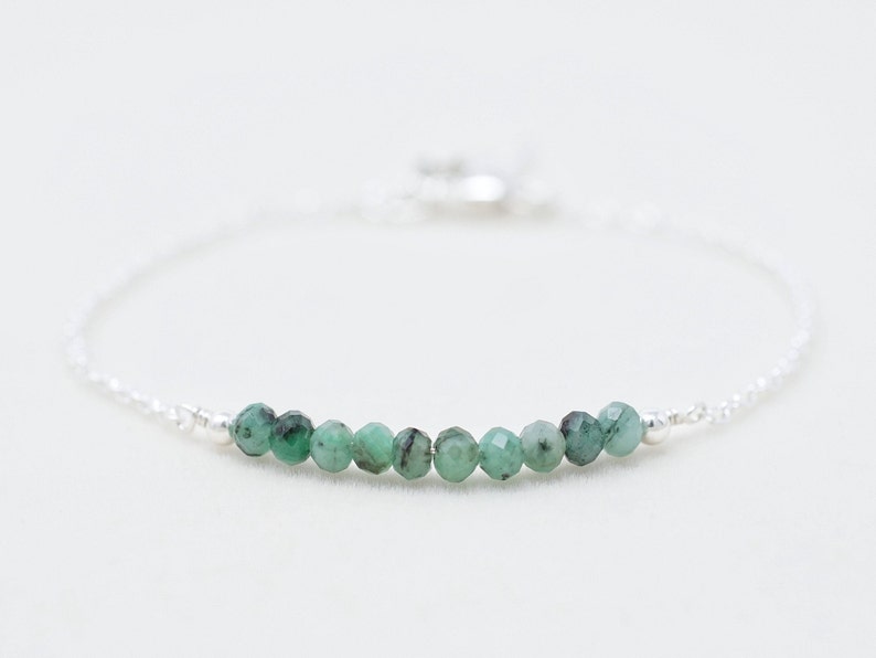 Genuine Emerald Bracelet Emerald Jewelry Bracelets for Women Birthstone Bracelet Gemstone Bracelet Dainty Gold Bracelet Sterling Silver