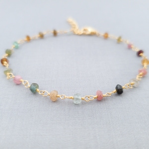Watermelon Tourmaline Bracelet Tourmaline Jewelry Watermelon Jewelry Multicolor Bracelet Gifts for Her