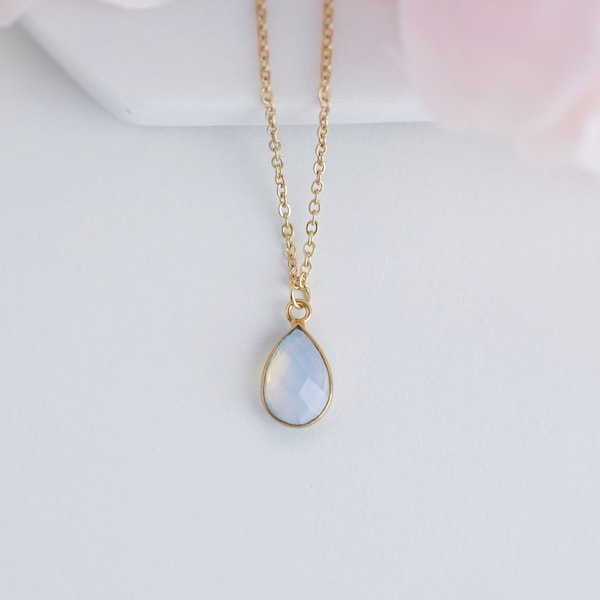 Gold Opal Necklace Opal Pendant Necklace Opal Jewelry October Birthstone Necklace October Birthday Crystal Necklace