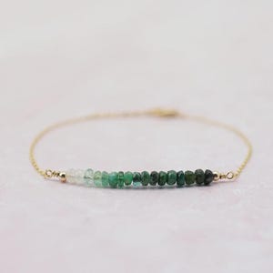 Emerald Bracelet May Birthstone Bracelet Gold Green Bracelet Gemstone Bracelets for Women 55th Anniversary Gift