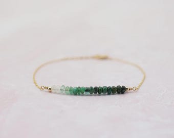 Emerald Bracelet May Birthstone Bracelet Gold Green Bracelet Gemstone Bracelets for Women 55th Anniversary Gift