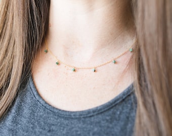 Genuine Emerald Necklace Emerald Jewelry Emerald Choker Necklace Necklaces for Women Gold Filled Necklace