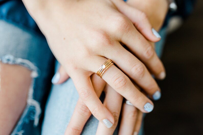 Birthstone Ring Gemstone Ring Stackable Rings Stacking Rings for Women Simple Gold Ring Gift For Her image 5