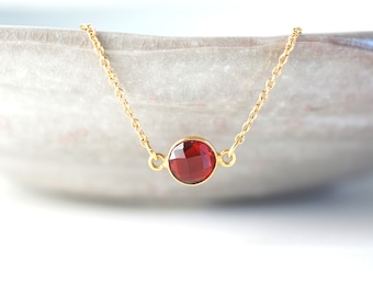 Garnet Necklace, Garnet Pendant, January Birthstone Necklace