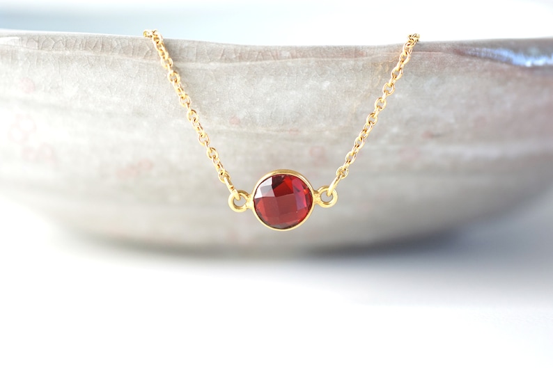 Garnet Necklace, Garnet Pendant, January Birthstone Necklace image 1