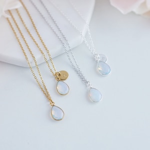 Personalisierte Opal Halskette Benutzerdefinierte Birthstone Halskette Erste Birthstone Halskette Oktober Birthstone Halskette Initial Halskette