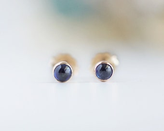 Genuine Sapphire Earrings Sapphire Jewelry Gold Stud Earrings Minimalist Earrings Tiny Stud Earrings Post Earrings