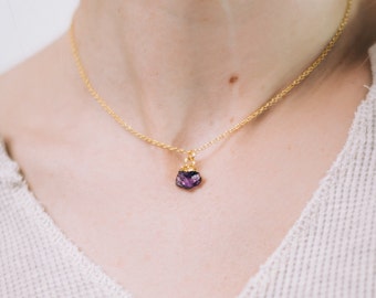 Raw Amethyst Necklace Amethyst Pendant Necklace Amethyst Jewelry February Birthstone Necklace