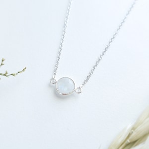 Sterling Silver Moonstone Choker - Dainty Choker - Gemstone Choker - Rainbow Moonstone Necklace - Rainbow Moonstone Jewelry
