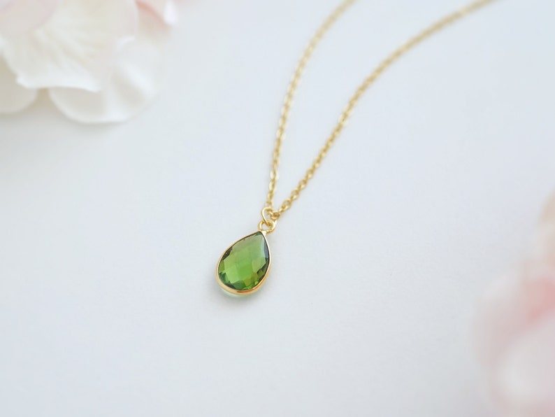 Peridot Necklace Gold Peridot Pendant Necklace Peridot Jewelry August Birthstone Pendant Necklace image 1