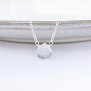 Clear Quartz Necklace Clear Quartz Pendant Necklace Crystal Necklace Dainty Gold Necklace Minimalist Necklace