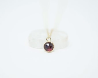 Garnet Pendant Gold Garnet Necklace Birthstone Necklace Red Drop Necklace January Birthstone - 6mm Necklace