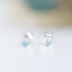 Genuine Opal Stud Earrings Opal Earrings Silver Opal Jewelry Silver Stud Earrings Minimalist Earrings Post Earrings October Birthstone