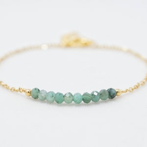 Genuine Emerald Bracelet Emerald Jewelry Bracelets for Women Birthstone Bracelet Gemstone Bracelet Dainty Gold Bracelet image 1