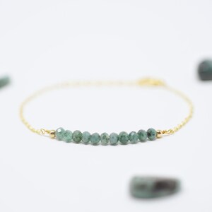 Genuine Emerald Bracelet Emerald Jewelry Bracelets for Women Birthstone Bracelet Gemstone Bracelet Dainty Gold Bracelet image 7