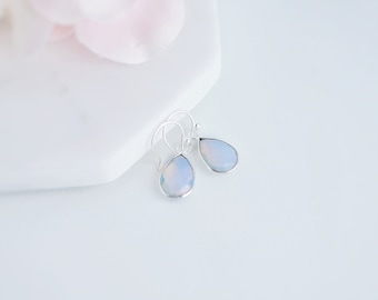 Sterling Silver Opal Earrings Opal Jewelry Opal Birthstone October Birthstone Drop Earrings Gift For Her