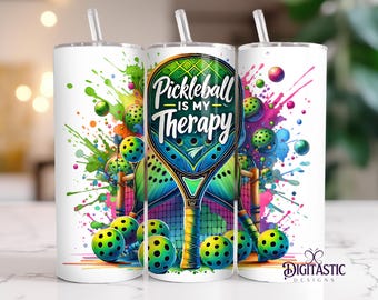 Pickleball ist meine Therapie 20 Unzen Skinny Tumbler Wrap Sublimation Design Digitaler Download Lustige Pickleball PNG Digital Design