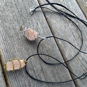 Himalayan salt rock crystal necklaces on hemp