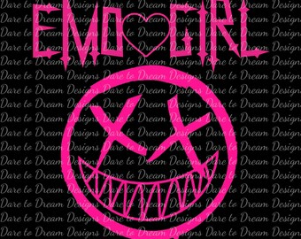 EMO GIRL ピンクグランジスマイリー | PNG デジタルダウンロード